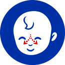 The blue icon with baby face and arrows pointing on each side of the nose